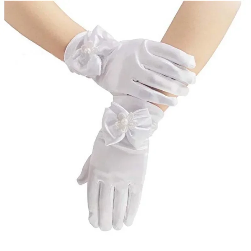 10 Pairs Party Stage Show  Formal Occasion Flower Girls Glove Kids Satin Dress Gloves   Accessory Halloween Costume Cosplay