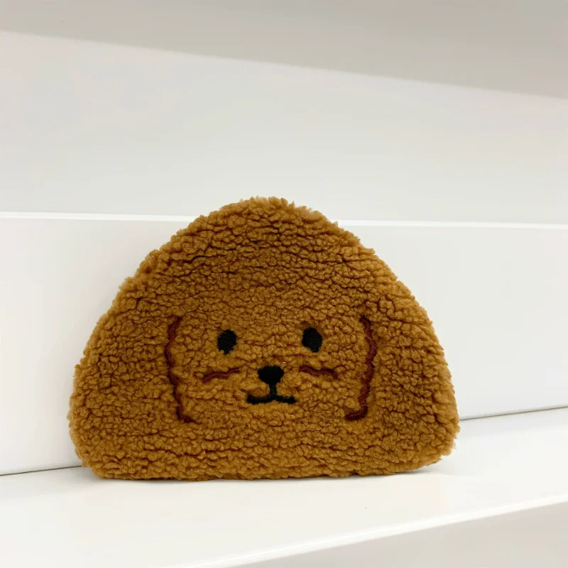 korean Brown Dog Teddy Plush Coin Bags Purse Money Coin Pouch ID Bus Credit Card Earphone Storage Bags Mini Makup Bags Pouch