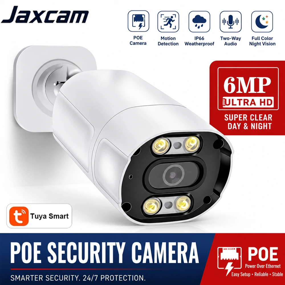 camera-ip-bullet-hd-6mp-poe-detection-de-mouvement-intelligente-tuya-vision-nocturne-couleur-resistance-aux-intemperies-ip66-surveillance-de-securite-exterieure