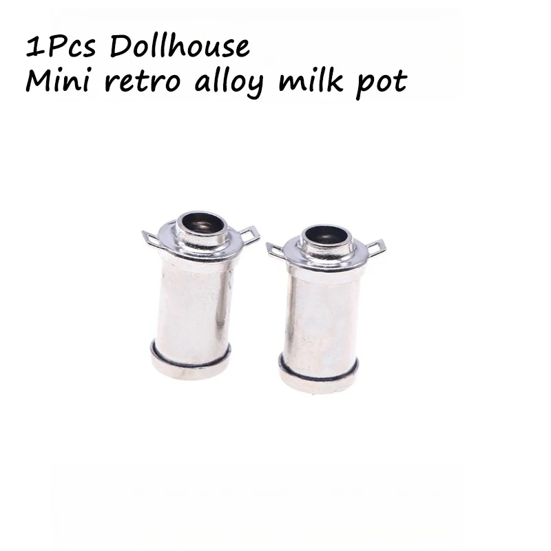 

1Pcs Miniature Home Scene Props 1:12 Dollhouse Mini Retro Alloy Milk Pot Model Kitchen Milk Can Bucket DIY Accessories