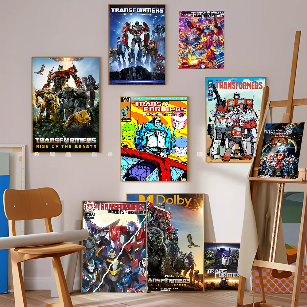 Movie T-Transformers Vintage Posters Sticky Retro Kraft Paper Sticker DIY Room Bar Cafe Kawaii Room Decor