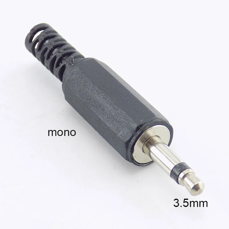2/5/10 Pcs 3.5Mm 1/8 "Audio Man Plug Jack Adapter Mono/Stereo Connector Hoofdtelefoon 3.5Mm 2/3/4 Pole Plug Connector Zwart