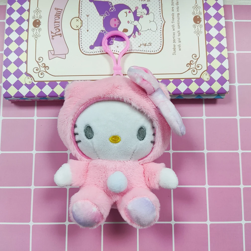 Sanrio Hello Kitty Easter Bunny Kawaii Over Kawaii 10Cm Kuromi Cinnamoroll Pluche Pop Geschenken Melodie Voor Vrienden Kinderen