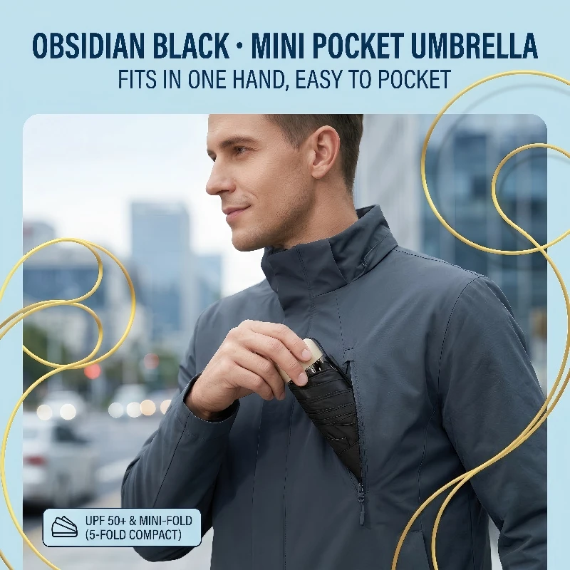 Mini Paraguas De Bolsillo Para Lluvia, Sombrilla Plegable De Vinilo Con Protección Ultravioleta UV, Parasol De Bolsillo, Cápsula