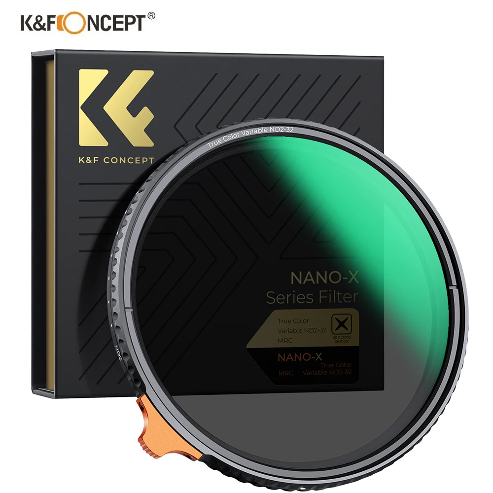 

K&F Concept Nano-X Series True Color ND2-ND32 Variable ND Filter 28 Layers Anti-reflection Green Film 49-82mm Camera Lens Filter