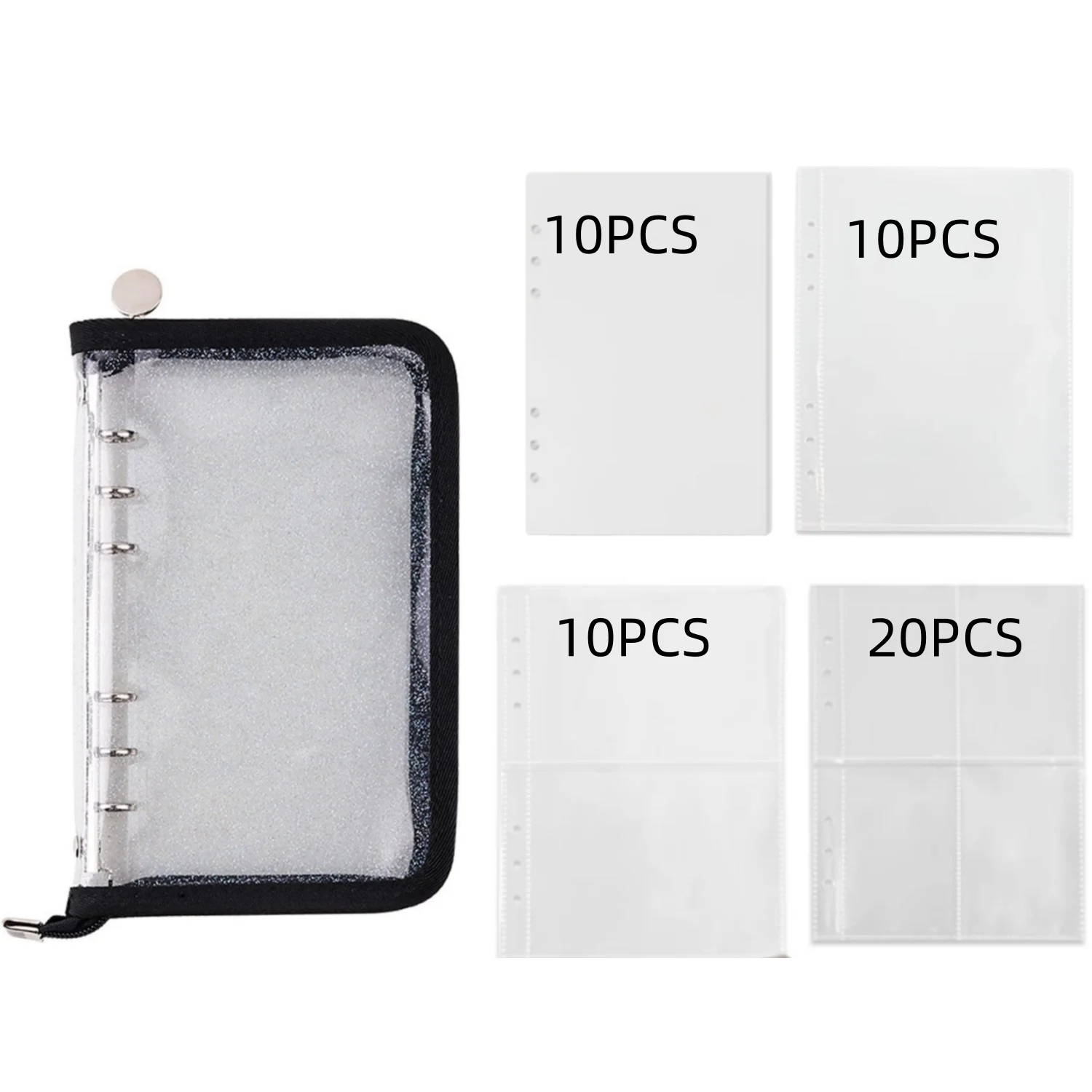 4 in 1 Sticker Organizer Book Reusable A5 Storage Binder with 220 Pockets 10 Release Papers Zipper