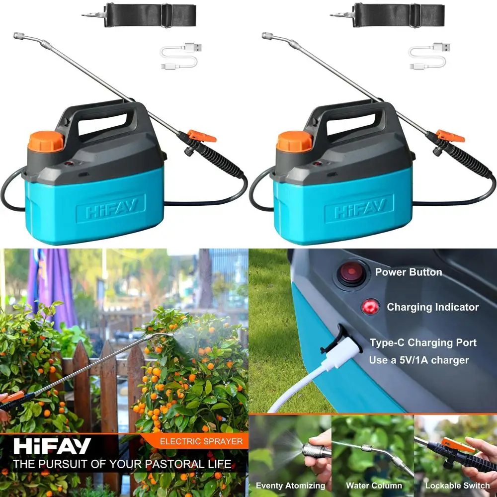 

Электрический распылитель на 1 галлон с аккумулятором 4000 мАч, медно-никелевая насадка для точного распыления, удлиняемая штанга для распыления