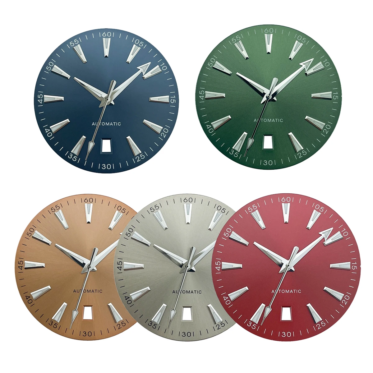 33.2mm Watch Dial Hands Parts Green Red Gray AT150 AQUA Sun Brushed for NH35A Date At 6 - Blue Lume