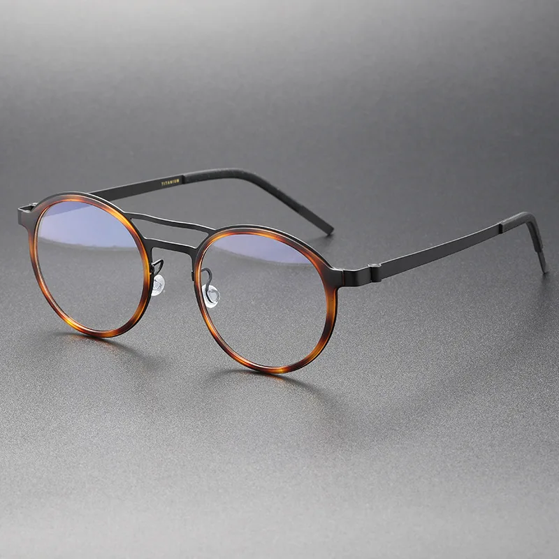 

Denmark Designer Titanium Double-beam Glasses Frames Men Women Retro Round Optical Eyeglass frames Computer Eyewear