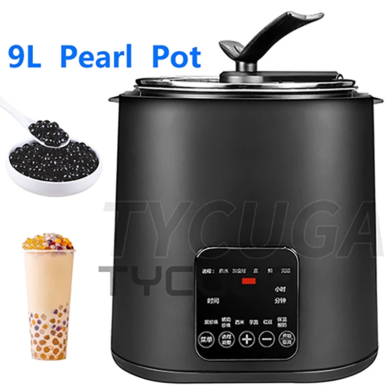 Olla de tapioca comercial de 9L, cocina de perlas, té de burbujas, olla calentadora de perlas, bola de Taro/sago/cocina de frijol rojo, máquina antiadherente de 110V/220V