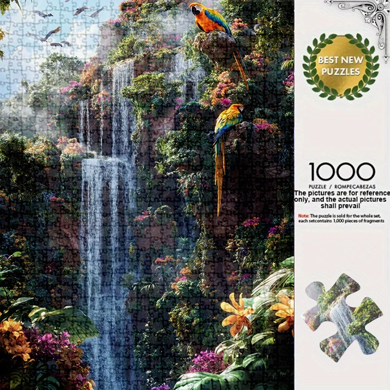 1000+ Pieces Vibrant Parrot & Tropical Scene Jigsaw Puzzle - Thick Durable Paper, Seamless Fit, 50.04x69.85 cm - Ideal for Adu