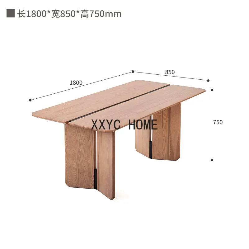 Design Solid Wood Dining Table White Ash Rectangular Wood Color Dual-Use Variable Desk