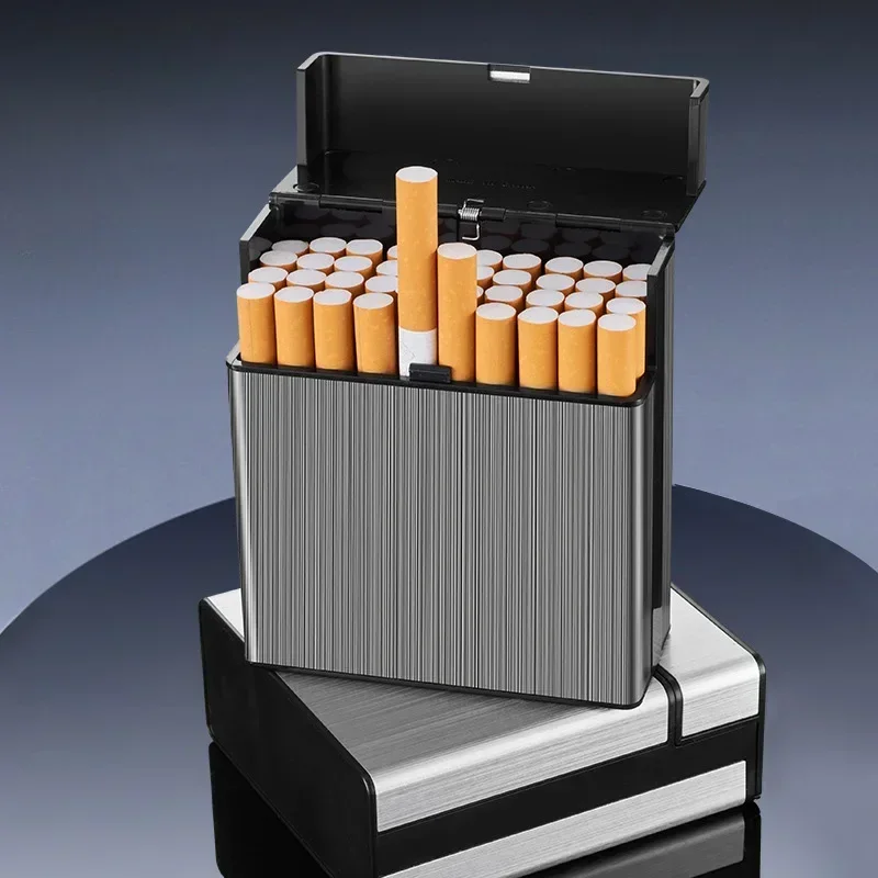 40 Pack Large Capacity Cigarette Box Divided Non Smoking Aluminum Alloy Cigarette Case Smoke Storage Box For Boyfriend Gift