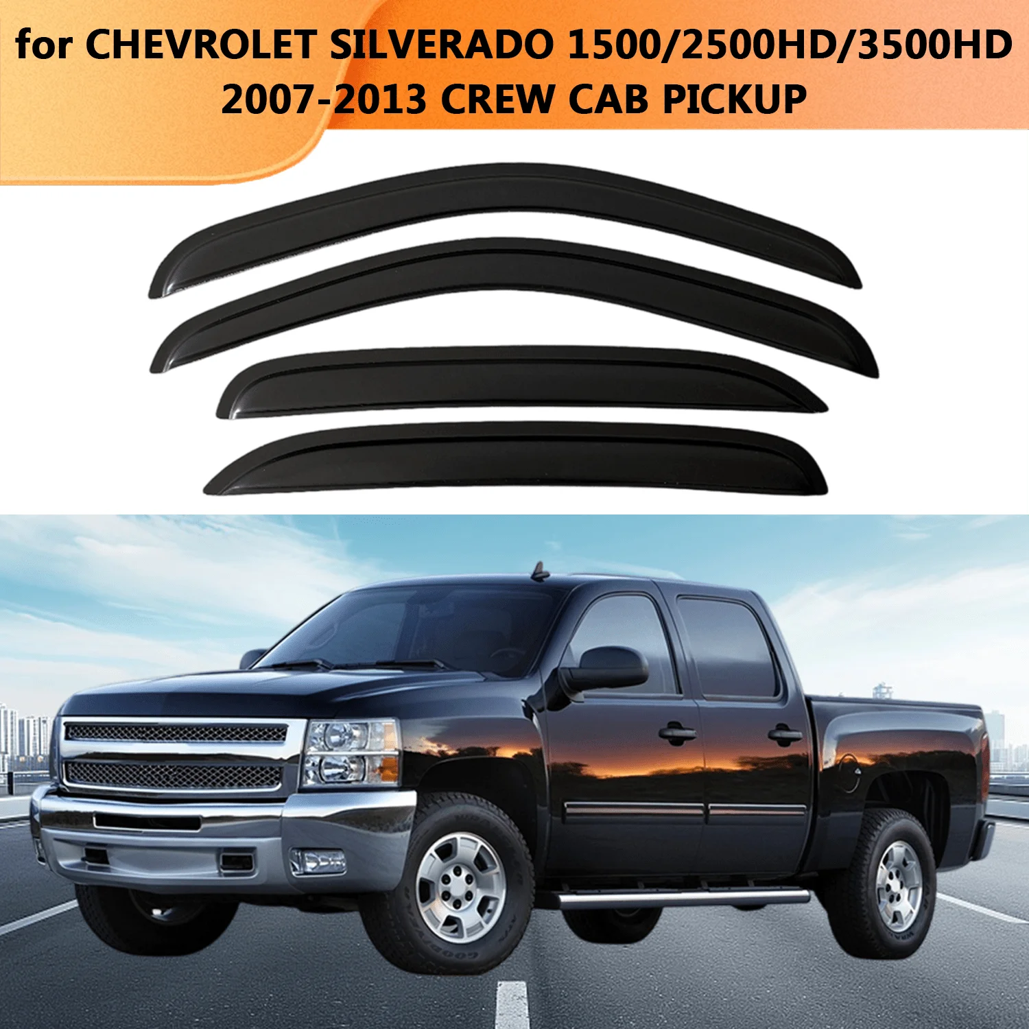 

For CHEVROLET SILVERADO 1500/2500HD/3500HD 2007 2008-2013 CREW CAB PICKUP Window Visor Rain Guard Side Vent Deflector Weather
