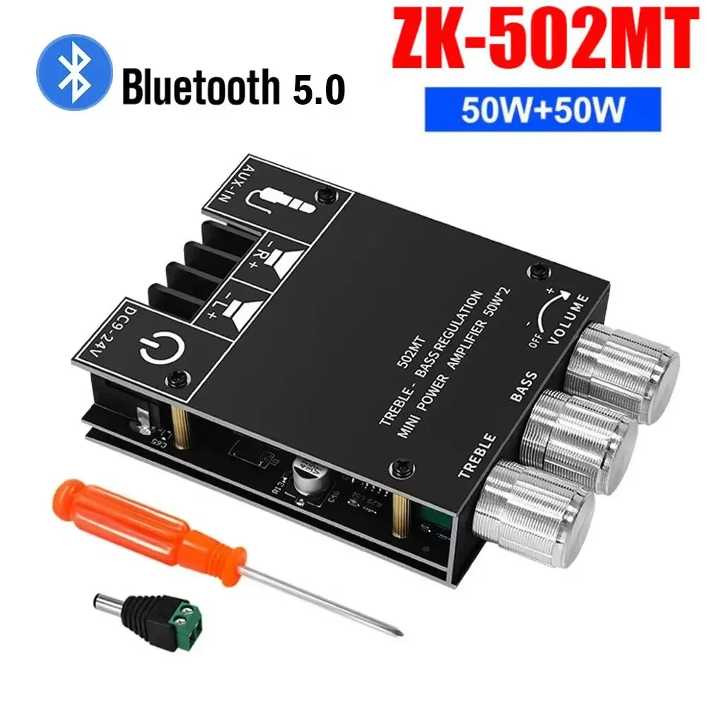 Bluetooth 5,0 Subwoofer Verstärker Bord 2,0 Kanal High Power Audio Digital HIFI Stereo Verstärker Bord 2X50W Bass AMP ZK-502MT