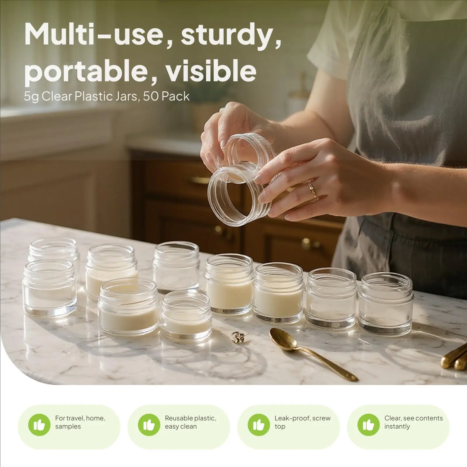 Refillable Cosmetic Jars with Lids Plastic Empty Pots Mini Balm Container for Cosmetics Kit and Travel Essentials