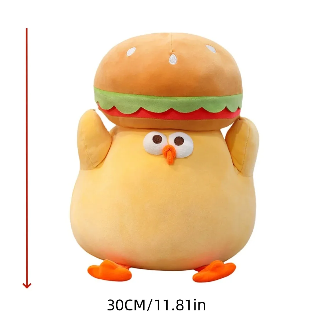 1pc 30cm/11.81in Cartoon burger dun dun chicken plush toy doll fun burger chicken pillow furniture sofa ornaments to decompress