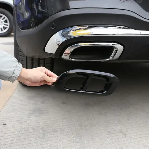 2020 메르세데스-벤츠 GLE 350 GLE 450 GLC GLS W167 X253 X167 2020 ABS 자동차 머플러 배기 파이프 테일 커버 장식 스티커