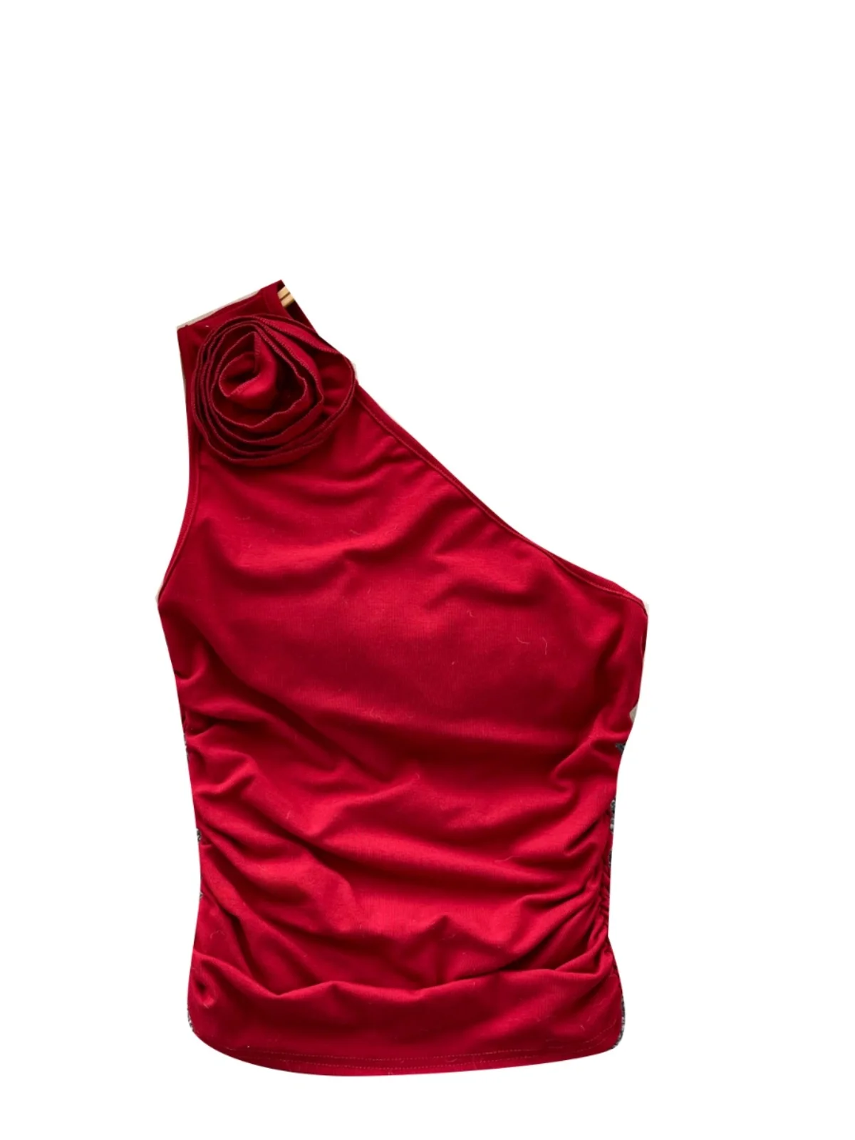 달콤한 매운 소녀 여성 빈티지 섹시한 3D 꽃 조이어 주름 슬림 맞는 어깨 비스듬한 민소매 조끼 속옷