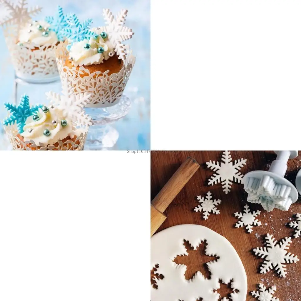  Snowflake Cake Decorating Fondant Plunger Cutters Mold Mould Cookies Baking Gift