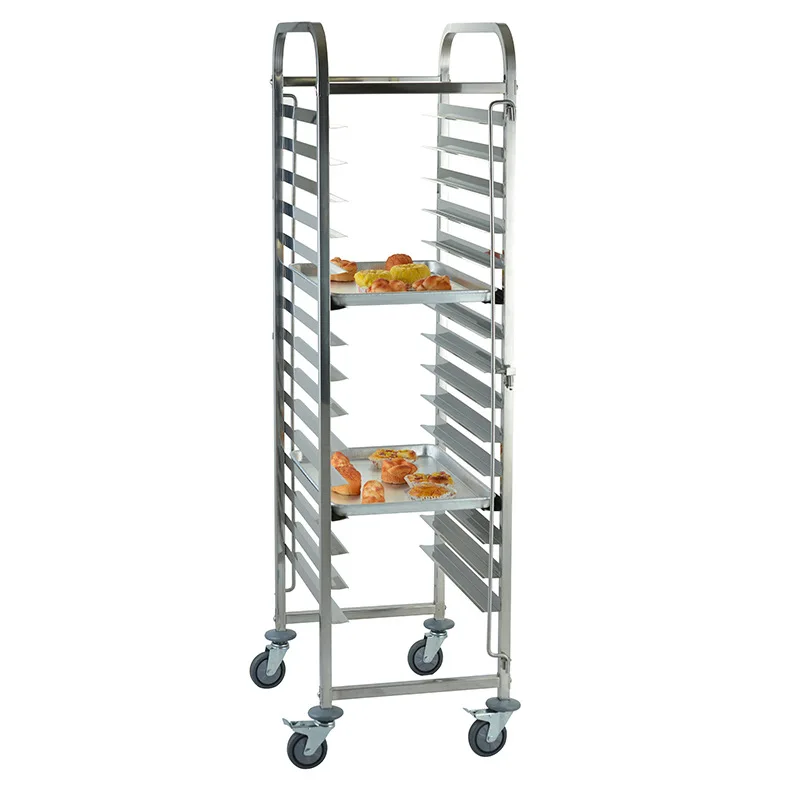 Custom-made Stainless Steel Hotel Bread Trolley with Four Wheels Multi-Capacity