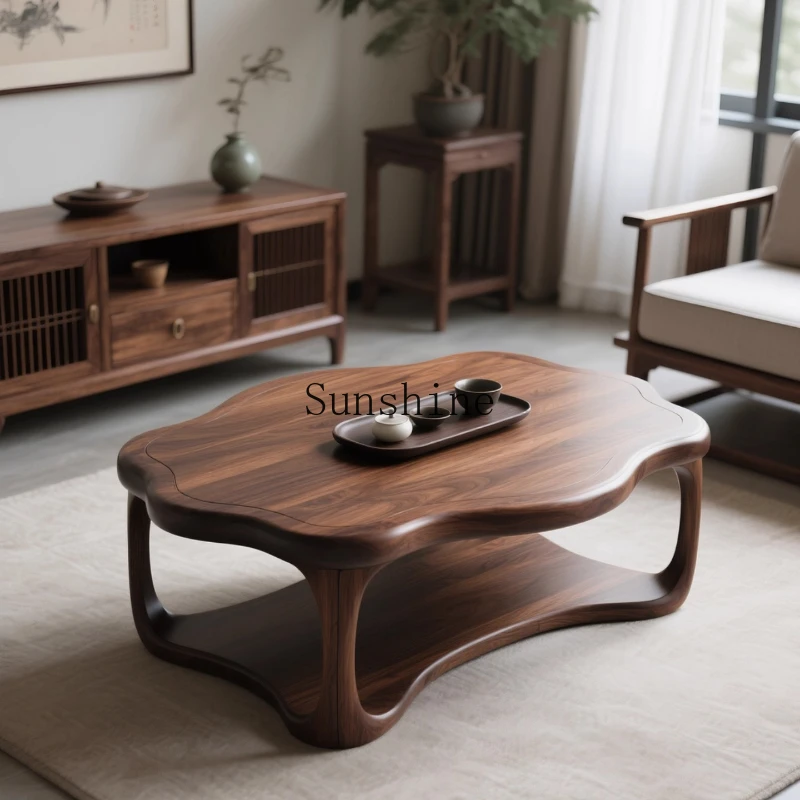 

New Chinese-style solid wood living room home modern simple special-shaped coffee table