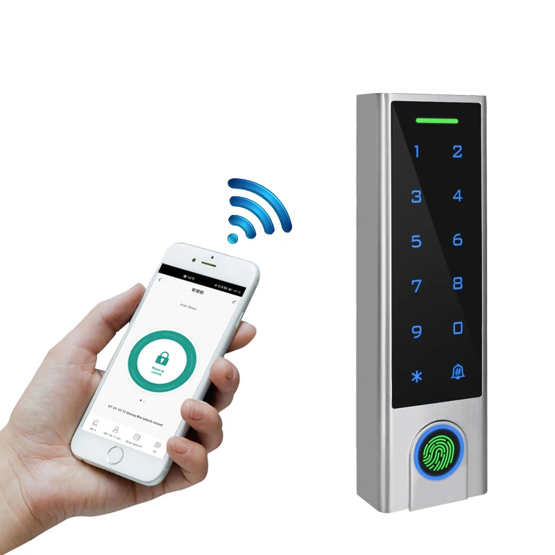 Biometric Smart works Tuya WiFi Access Control Fingerprint Reader Waterproof IP66 Biometric Access Control Door Lock System