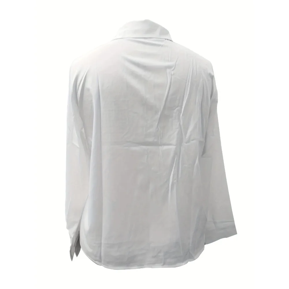 Plus Size Women’s Solid Color With Pockets And Lapels Shirt