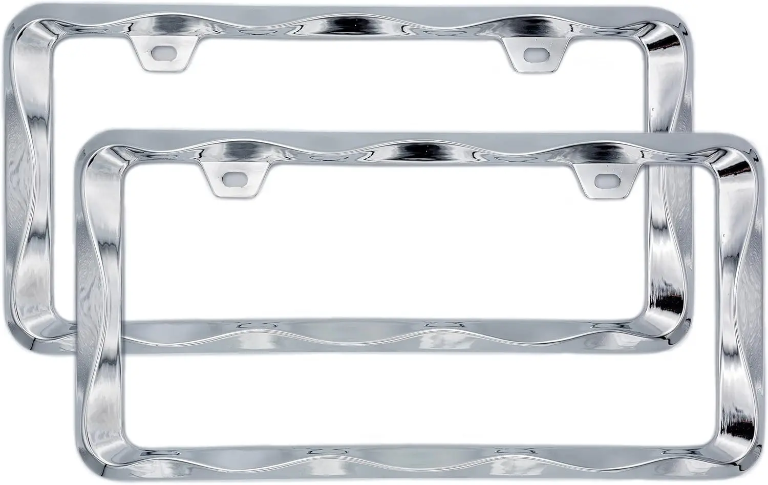 

2 шт. 3D-рамки для номерных знаков с волнистым хромированным покрытием, из чистого цинкового сплава, для автомобилей