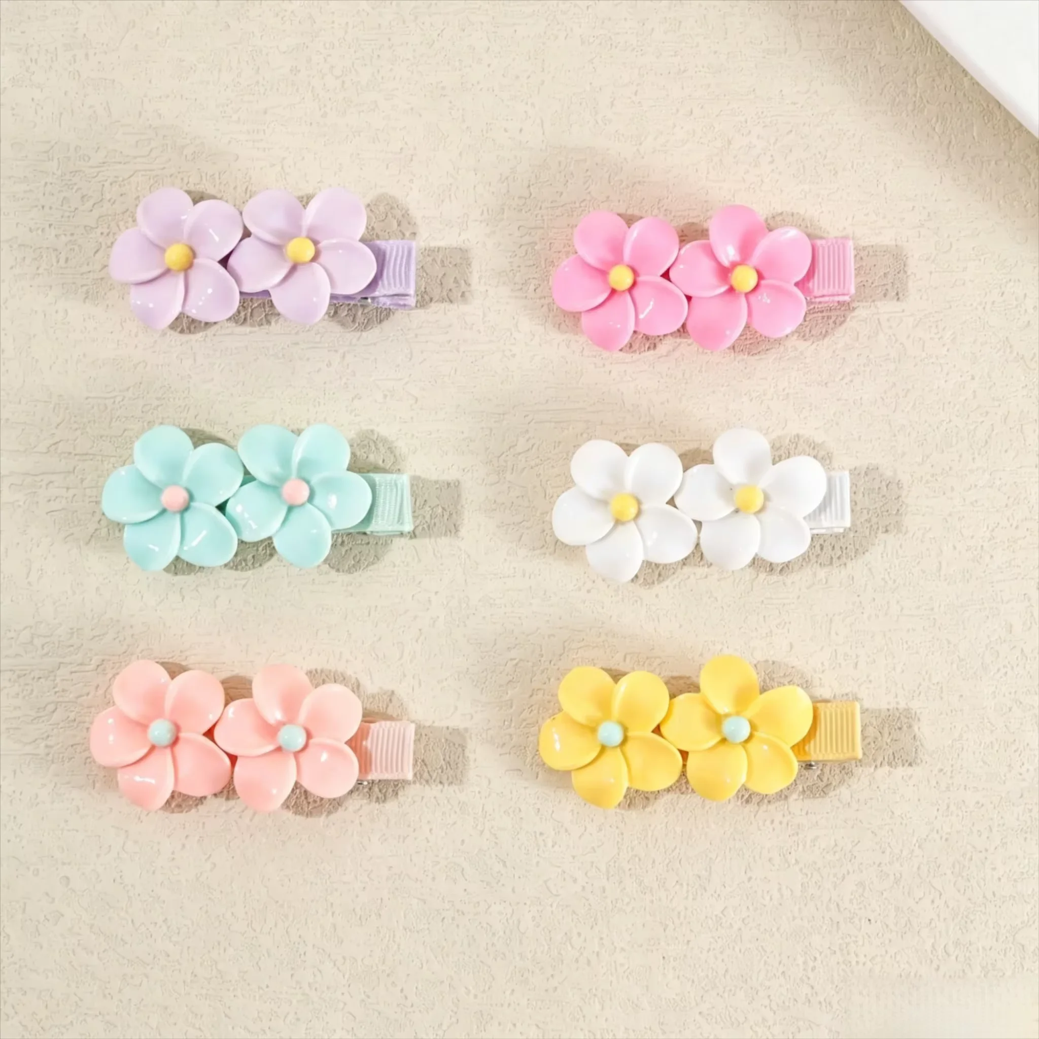 

6PCS Baby Hair Clip Cartoon Resin Flower Girl Hairpin Cute Candy Color Hair Accessories for Girl Baby Hair Barrette Kid Headwear