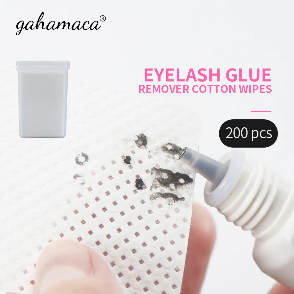 GAHAMACA 200Pcs eyelash glue Remover Cotton Wipes prevent clogging Lint-Free Paper Pad eyelash make up Tools