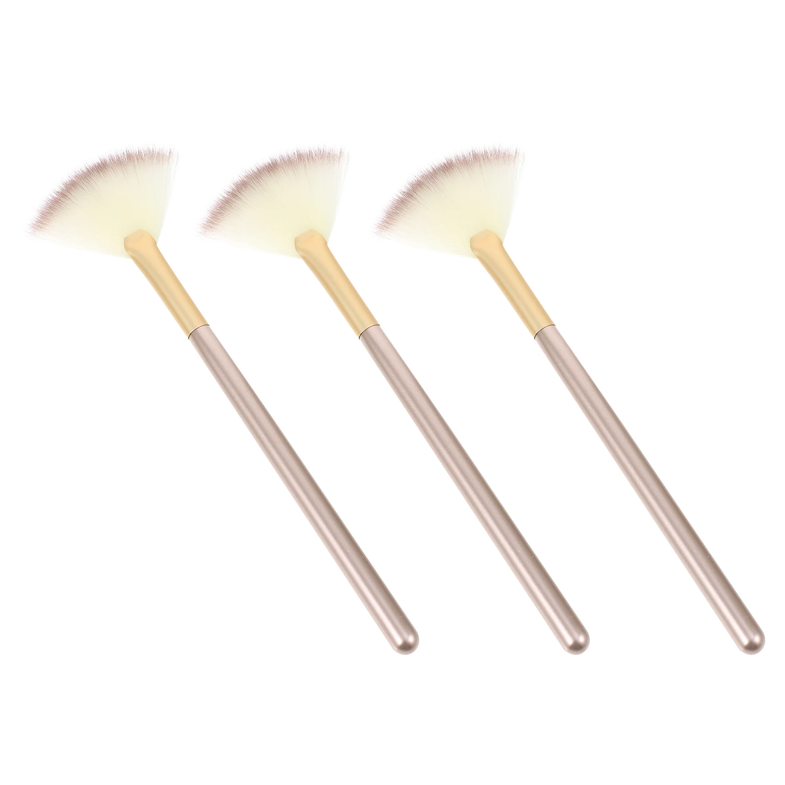 3 pçs kit de pincéis de maquiagem em forma de leque destaque blush cosméticos escova conjunto sombra rosto viagem aplicador de lã de náilon durável