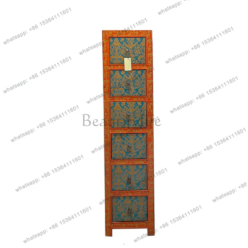 

New Chinese solid wood chest, retro and old storage, display storage cabinet against the wall