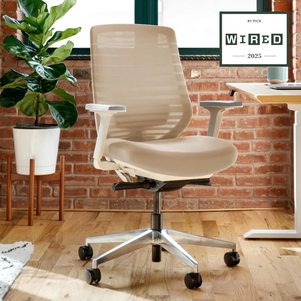 

Ergonomic Chair with Adjustable Lumbar Support, Breathable Mesh Backrest and Smooth Casters
