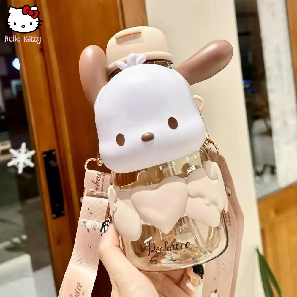 Sanrio Kulomi Kubek na wodę Śliczny kubek ze słomką z kreskówek dla dzieci w wieku szkolnym Plastikowa butelka na wodę o dużej pojemności Prezent dla dziewczynki Kubek kosmiczny 850 ml