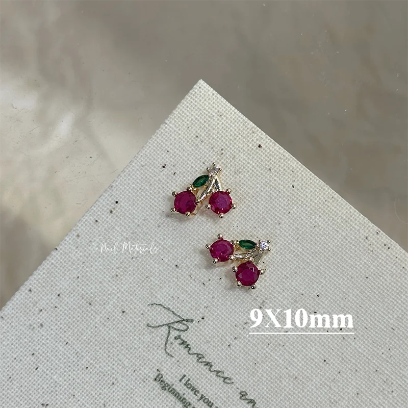 10 pièces nouvel été fruits cerise ananas cocotier japonais or cuivre zirconium luxe haute qualité nail art bijoux