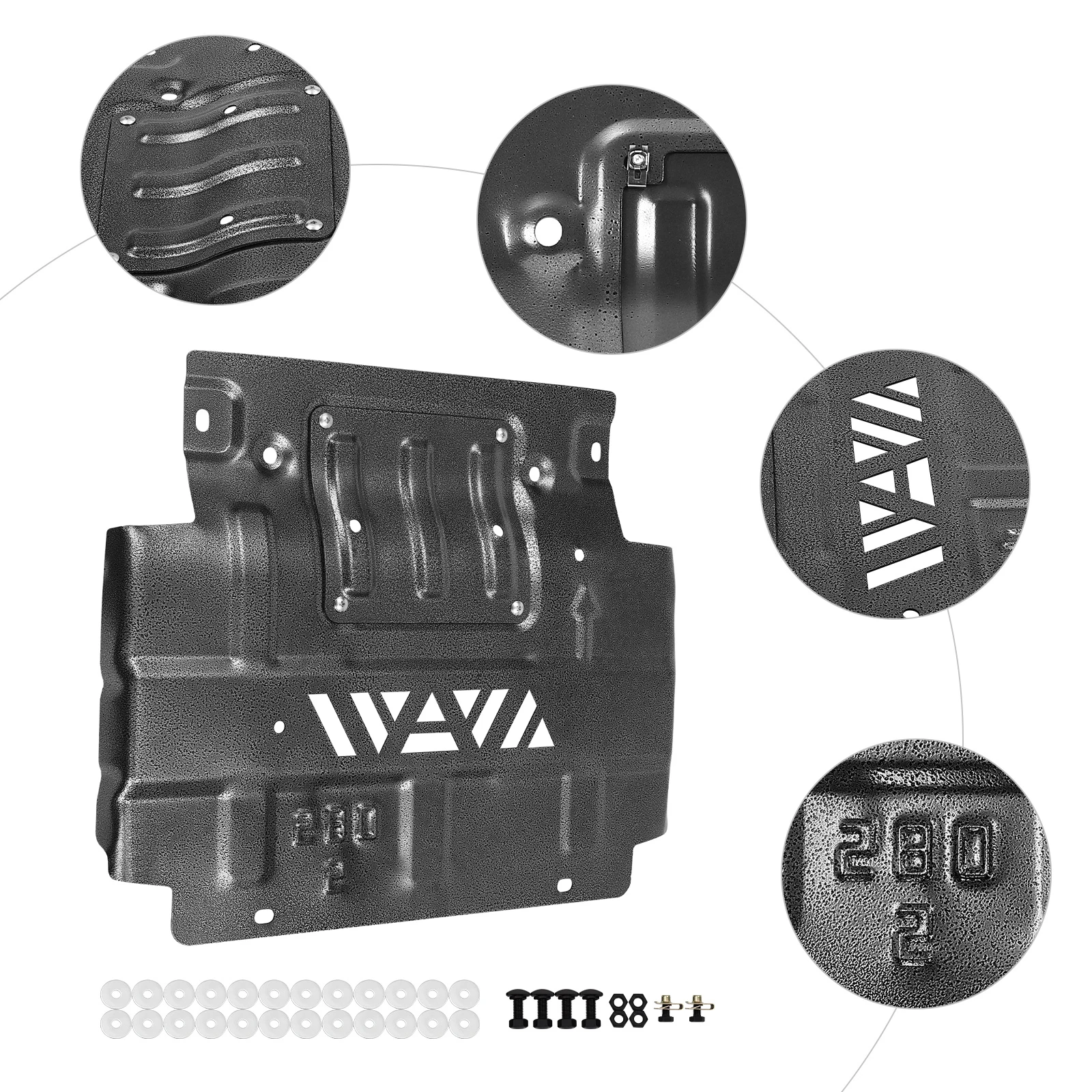 [Lower Front Splash Shield] Black Splash Shield for 2018-2022 Ford F-150 - Aluminum Magnesium Alloy - Direct Replacement Durable