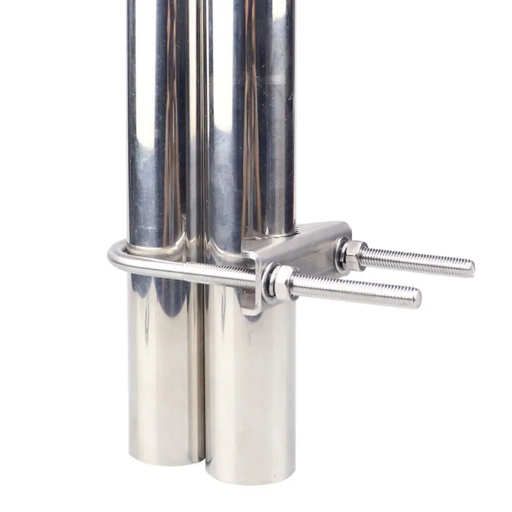 304 Stainless Steel Double Antenna Mast Clamp Adjustable U-Bolt Fastening V Jaw Block Universal Corrosion Resistant