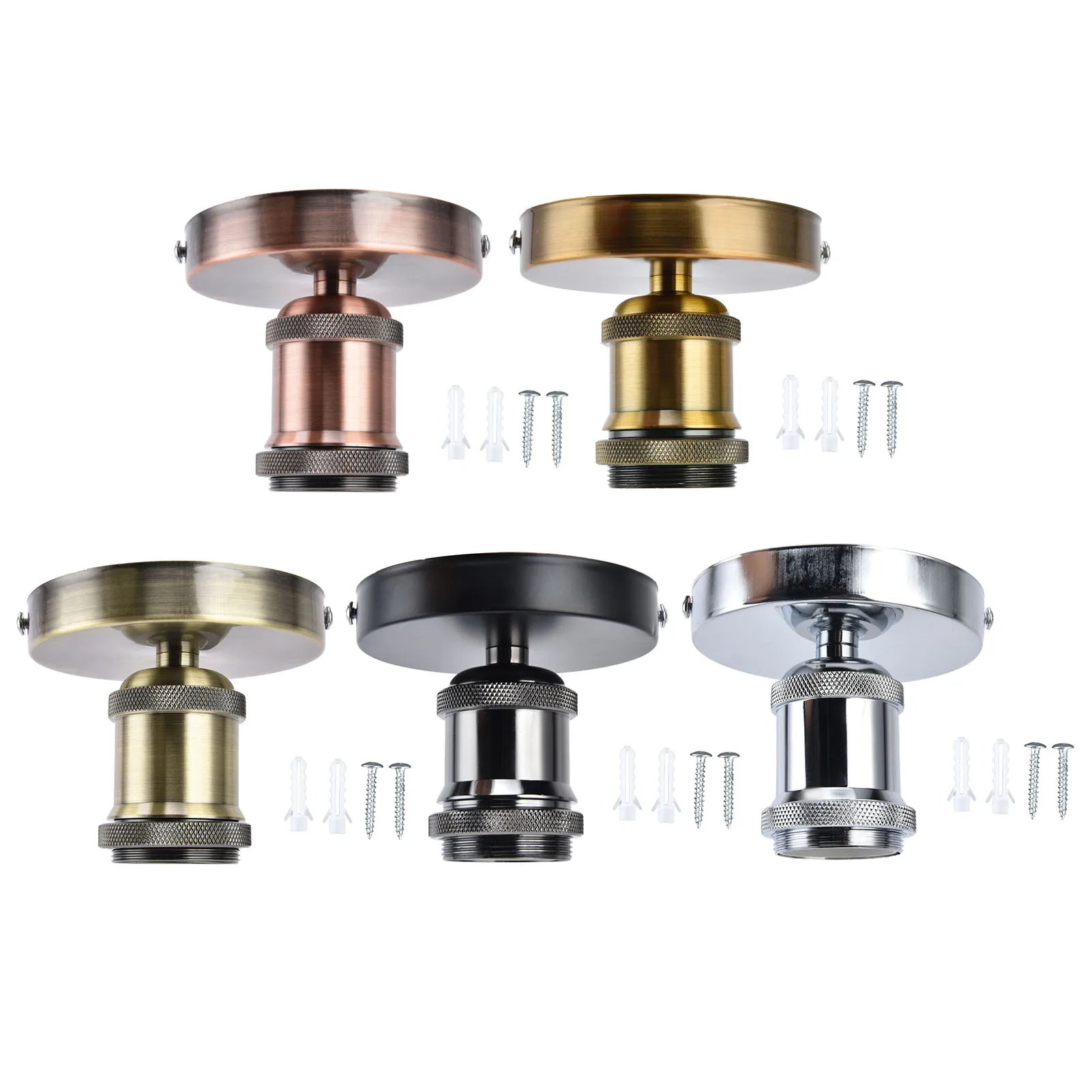Vintage E26 E27 Lamp Socket Ceiling Lamp Holder with Accessories for Kitchen Bedroom Living Room E26 E27 Vintage Light Socket