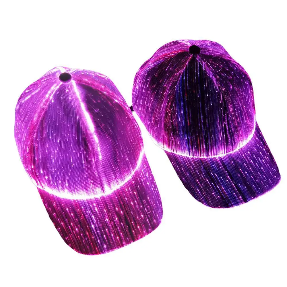 Hat Cap Men Women Couple Night Running Cool light-emitting Hats Explosive light-emitting Gift Hat Holiday Party Fiber Optic Cap