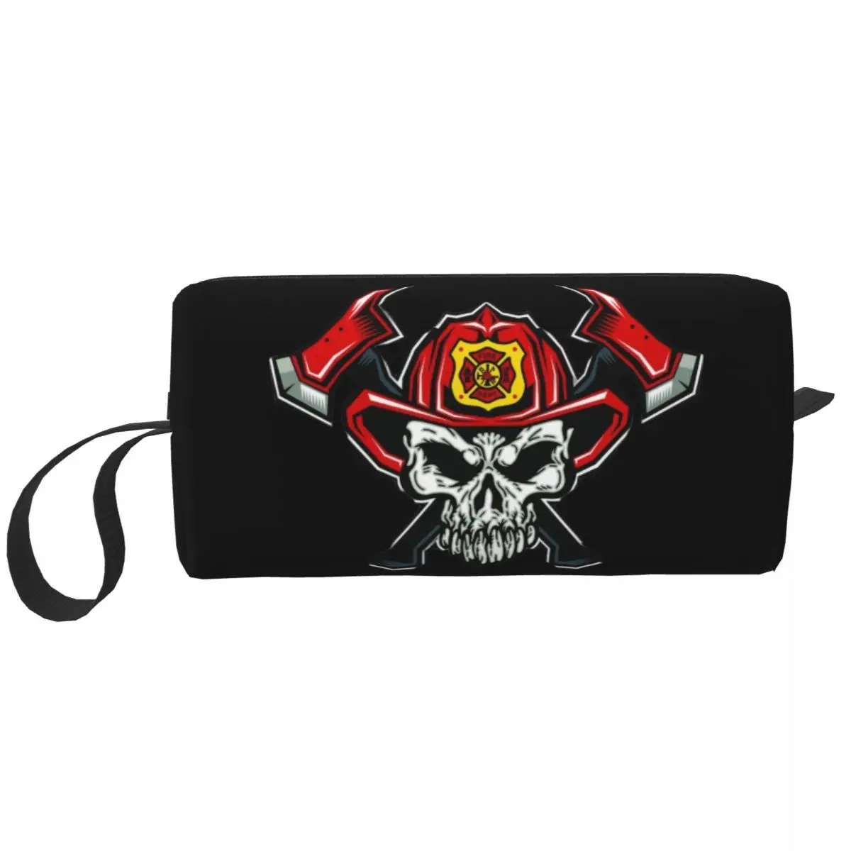 Firefighter Skull Cosmetic Bag Women Kawaii Big Capacity Fireman Fire Rescue Makeup Case Beauty Storage Toiletry Bags