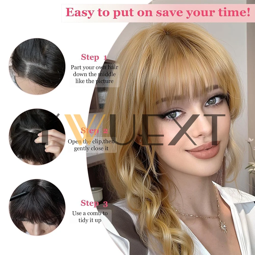 Poni Rambut Asli 3D Blunt Cut 3 Jepit Poni Rambut Alami Jepit Atas Kepala Ekstensi Rambut Clip In Non-Remy Hitam Coklat Pirang