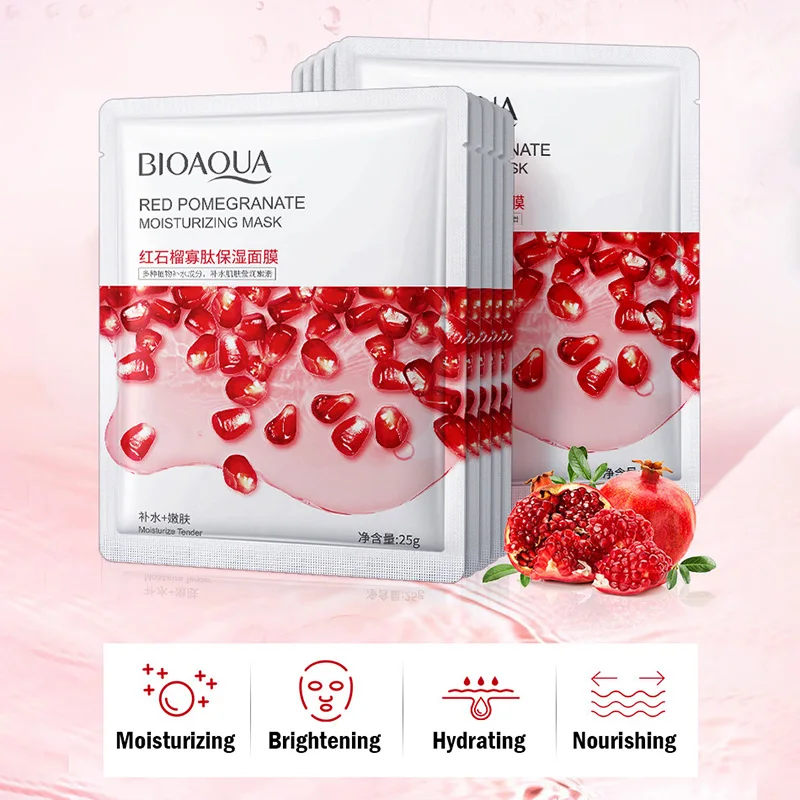 8PCS BIOAQUA Fruit Facial Sheet Mask Moisturizing Hydrating Brightening Anti-Aging Face Skin Care