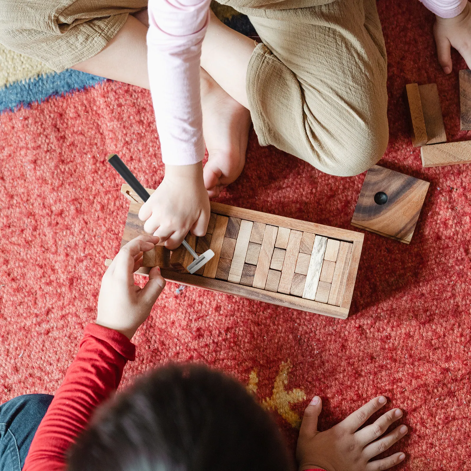 

Набор из 3-х строительных блоков с молотком, высококачественный, из железа и резины, безопасный для детей, с гладкими закругленными краями и удобной ручкой