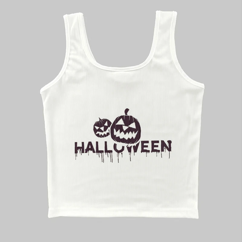 Y2k Kleidung Ernte Tops Frauen ärmellose Halloween Grafik T-Shirts O-Ausschnitt T-Shirts trend ige sexy Camis Mädchen Schlinge schlanke Weste Streetwear