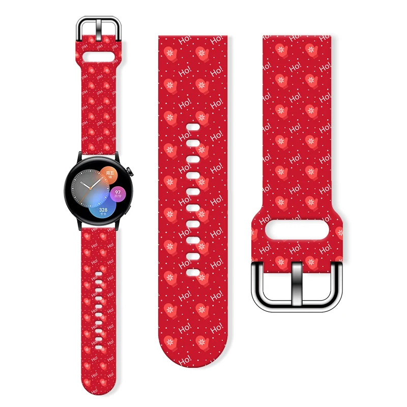 

20mm Christmas Series 5 Printed Strap for Samsung Galaxy 7/6/5 40mm 44mm Band Replaceable Bracelet for Xiaomi Amazfit Watchband