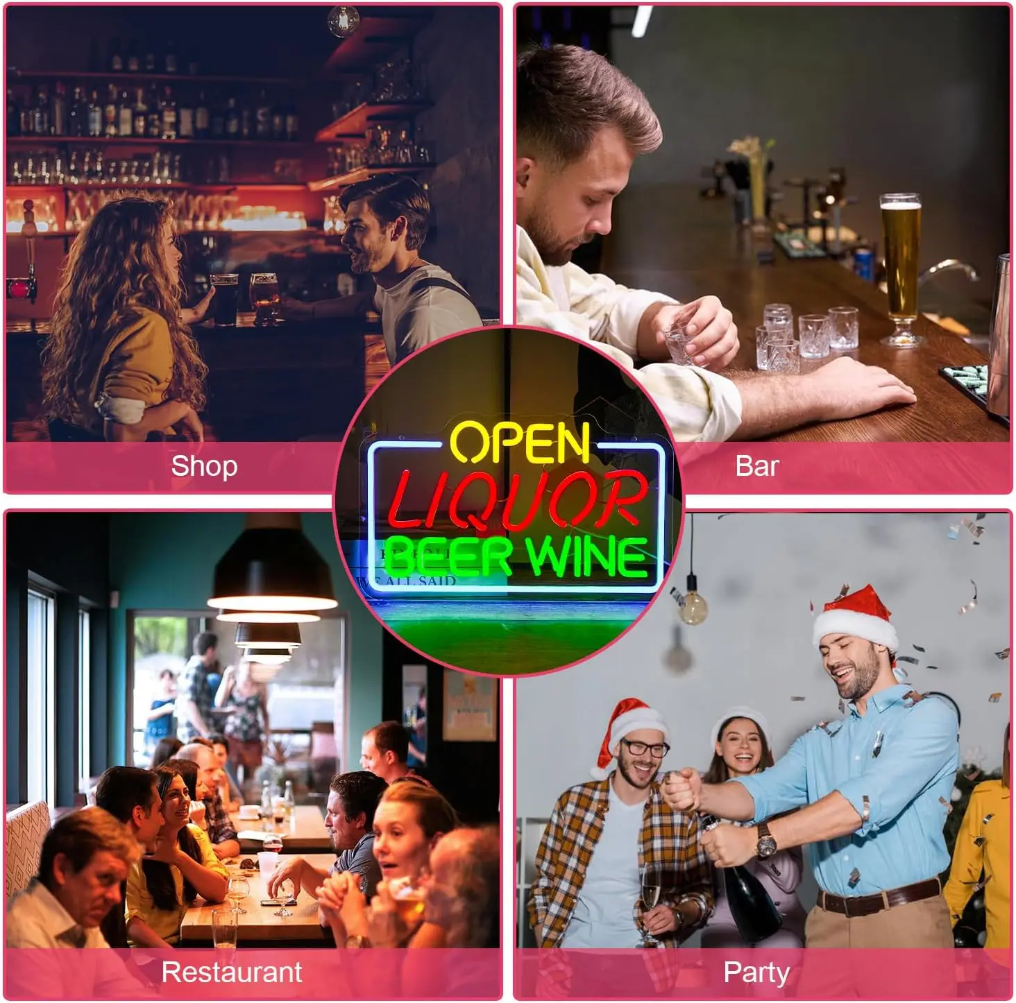 Open Liquor Beer Wine Neon Sign USB Dimmable LED Neon Light For Home Bar Man Cave Sport Pub Restaurant Bistro Shop Welcome Sign