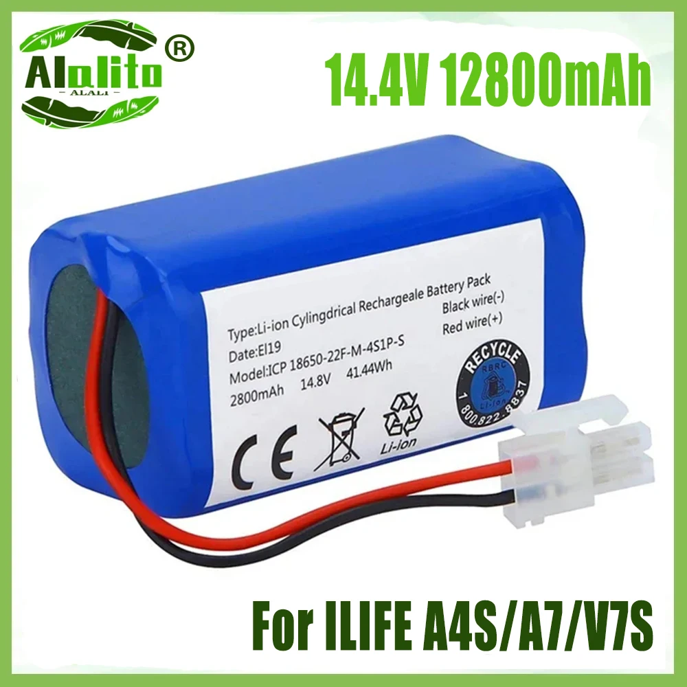 

14.4V 12800mah Rechargeable Lithium Battery For ILIFE A4s A6 V7s Plus A9s W400 Robot Vacuum Cleaner INR18650 M26-4S1P Batteries