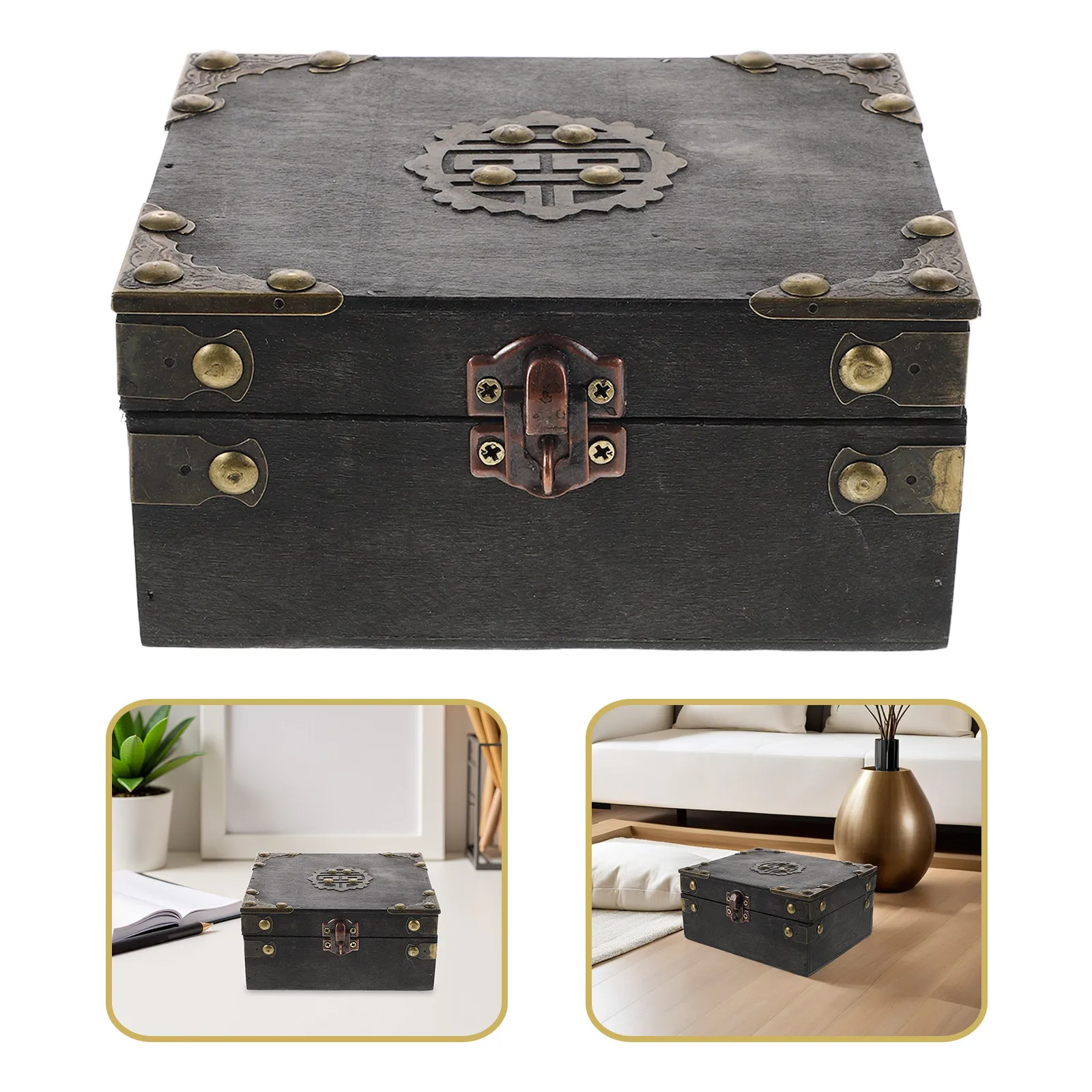 Vintage Wooden Puzzle Box Escape Room Treasure Chest Combination Lock Keepsake Organizer Jewelry Storage for Team Games