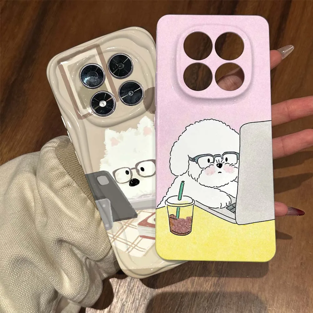 

White Dog At Work For Redmi 14C 13C 12C 11A 9i 9A A4 A3 Feilin Phone Case Wave Oil Phone Case Cover
